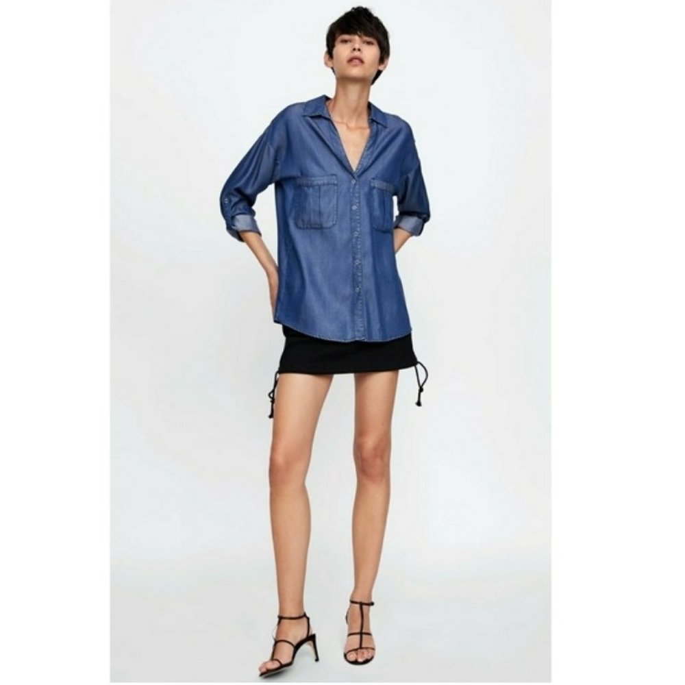 Denim Zara XL Button-up Shirt | NWT 👔 - Picture 2 of 10